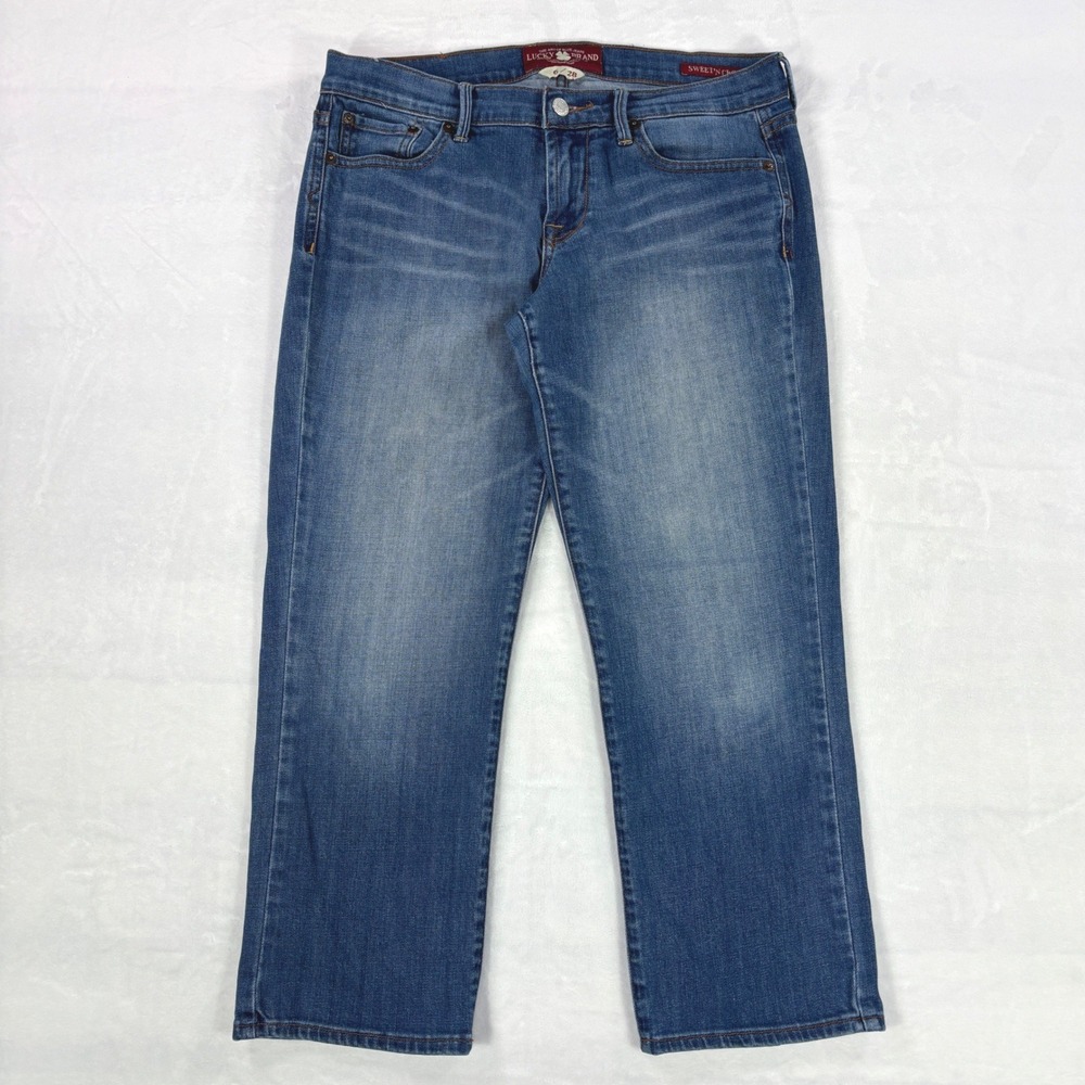 Lucky Brand Sweet N Crop Jeans Womens 6/28 Medium Wash Blue Straight Leg Denim